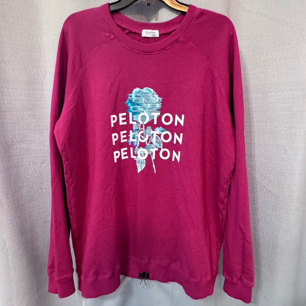 Peloton Women Large Oversized Crewneck Sweatshirt Red Rose MSRP $68 NWT